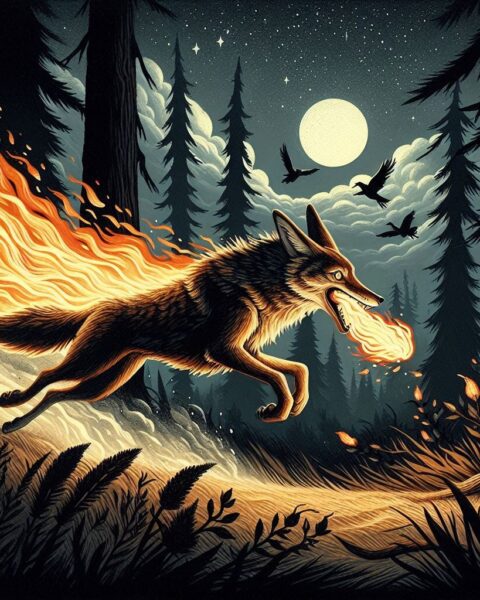 Coyote steals fire
